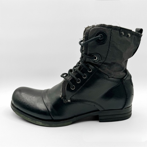 Bunker Other - BUNKER BLACK LEATHER BOOTS COMBAT BOOTS MOTO BOOTS BIKER BOOTS LACE UP BOOTS 8